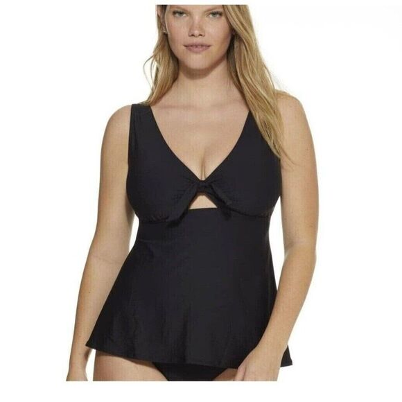 Birdsong Bare Necessities Size 36I Underwire ECO ONYX Tie Front Tankini Swim Top - Picture 5 of 12